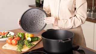 Cocotte en fonte émaillée VeoHome noir mat
