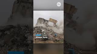 Footage shows buildings collapse in Syria Turkey a