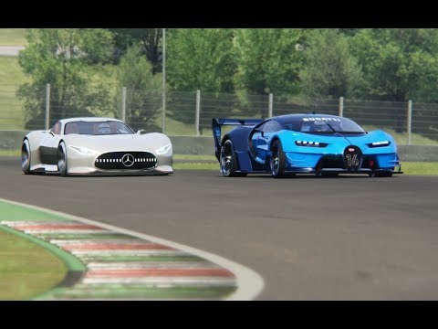 Battle Mercedes-Benz Vision GT vs Bugatti Vision GT at Mugello