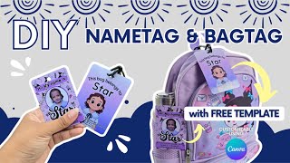 How to make Custom Nametag and Bag Tag | FREE Canva Template!