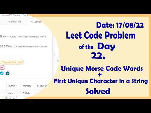 Unique Morse Code Words || First Unique Character in a String || Leetcode Daily Challenge