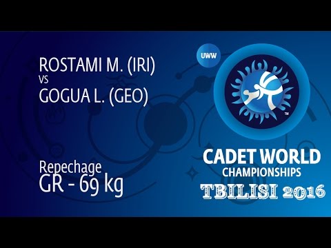 Repechage GR - 69 kg: M. ROSTAMI (IRI) df. L. GOGUA (GEO) by TF, 11-1