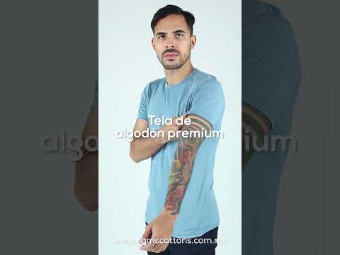 Camisa Slim Fit Manga Corta Cuello Redondo Verde Olivo Jaspe Hombre