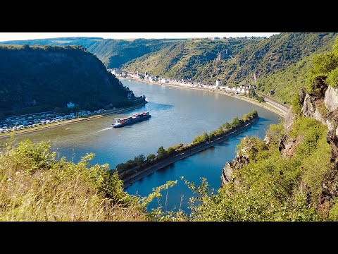 4K Loreley am Rhein walking tour 2022 - the Lorelei Rock on the Rhine - amazing view on the Rhine