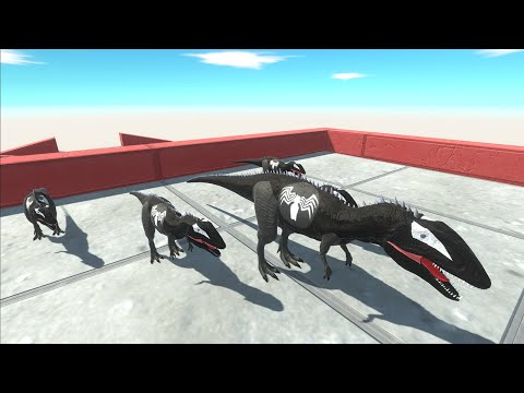 VENOM CARCHARODONTOSAURUS VS SUPERMAN T-REX DEATH CLIMB TO THE TOP - Animal Revolt Battle Simulator