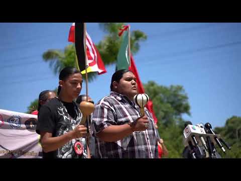 Indigenous Unity Prayer after removal of Columbus statue at Discovery Park, Chula Vista, California.