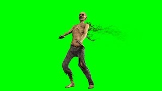 walking dead zombie is shot - green screen - free 