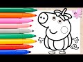 Pumpkin George Pig Drawing And Coloring For Kids Toddlers Preschoolers Easy Fun Drawings Peppapig