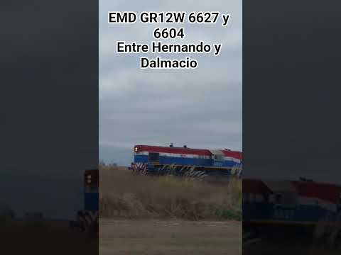 EMD GR12W 6627 y 6604 con tolvas graneras entre Dalmacio Velez y Hernando #shorts#train#tren#gr12