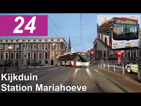 HTM lijn 24: Den Haag Kijkduin - Station Den Haag Mariahoeve | Omleiding | HTM 1045 | 2023