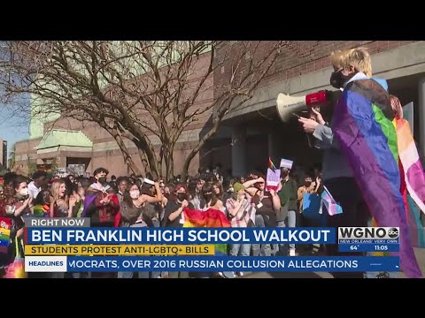 New Orleans students hold walkout in protest of Louisiana's anti-LGBTQ bills