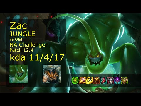 Zac Jungle vs Olaf - NA Challenger 11/4/17 Patch 12.4 Gameplay