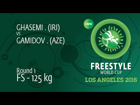 Round 1 FS - 125 kg: K. GASEMI (IRI) vs S. GAMIDOV (AZE)