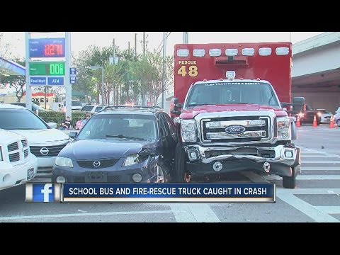 School bus, fire-rescue truck part of collision
