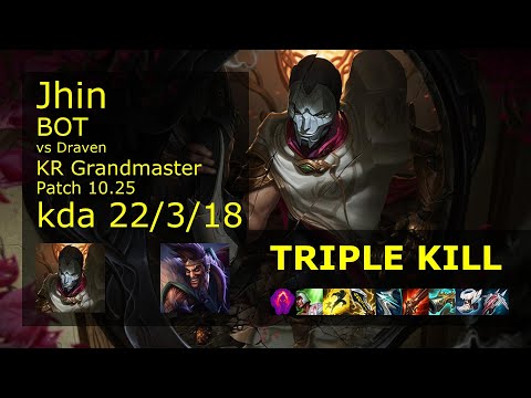Jhin ADC vs Draven - KR Grandmaster 22/3/18 Patch 10.25 Gameplay // [롤] 진 vs 드레이븐