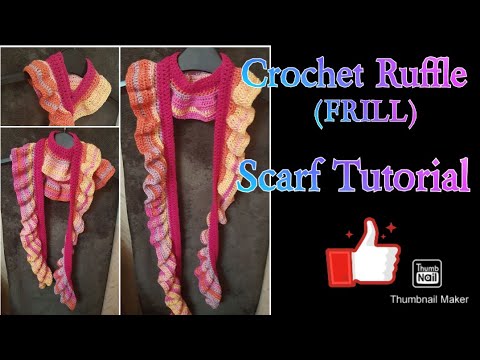 Crochet beautiful frill,ruffle scarf tutorial