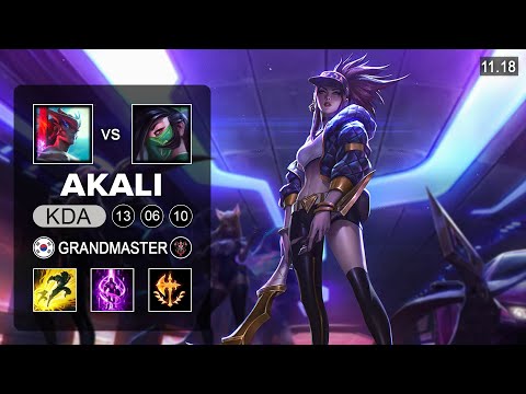 Akali Mid vs Yone Clozer - KR Grandmaster - Season 11 Patch 11.18