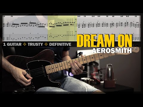 Dream On | Guitar Cover Tab | Guitar Solo Lesson | Backing Track with Vocals 🎸 AEROSMITH
