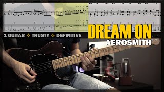 Dream On | Guitar Cover Tab | Guitar Solo Lesson | Backing Track with Vocals 🎸 AEROSMITH
