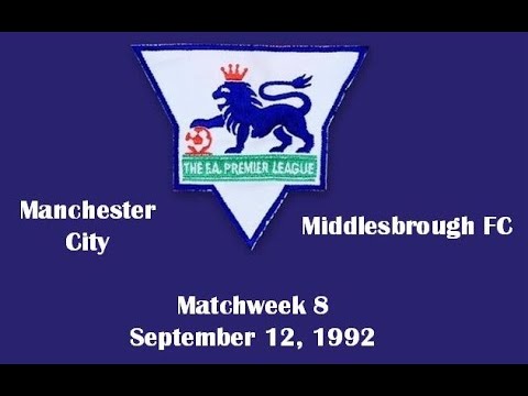 FA Premier League. Season 1992-1993. Matchweek 8. Manchester City - Middlesbrough - 0:1. Highlights.