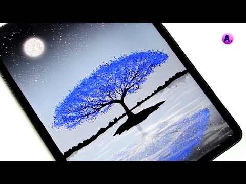 Draw Black And White LANDSCAPE with a  Blue TREE ART in procreate | Satisfying & Relaxing| @ArtwithA