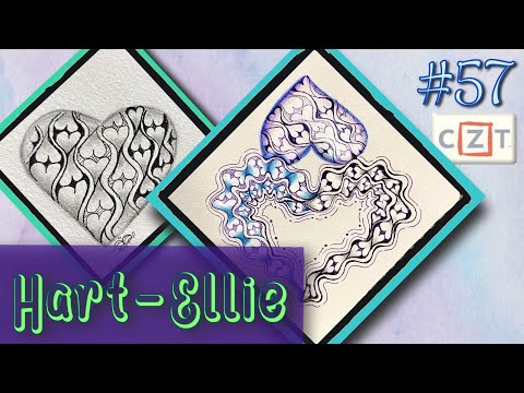 HART-ELLIE || Easy Zentangle ® Patterns || Day 58 || 100 Days of Zentangle 2020