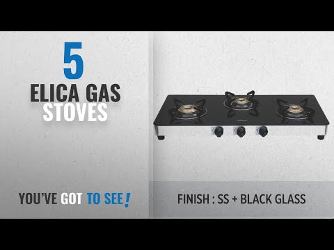 Elica 3 burner manual gas stove, glass