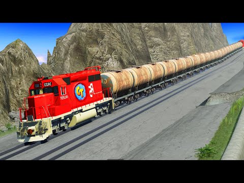 Train Accidents Derailments ✅ Super Downhill Total Disaster ✅ BeamNG DRIVE