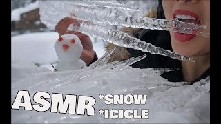 ASMR Icicle + Snow (EXTREME ICE CHEWING RELAXING EATING SOUNDS) | SAS-ASMR