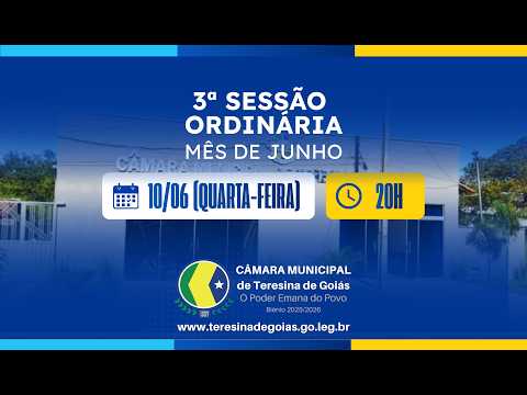 3ª SESSÃO ORDINÁRIA DO MÊS DE JUNHO DE 2026.