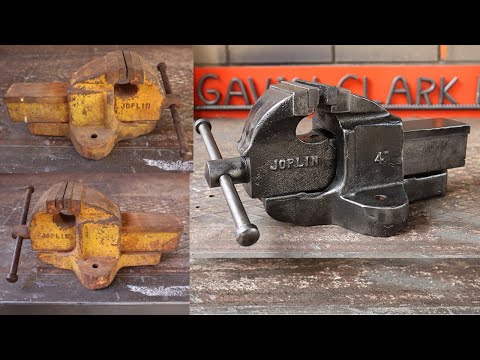 Bench Vise Restoration, Old Joplin Bench Vise, strip to bare metal, lubricate, apply clear coat.