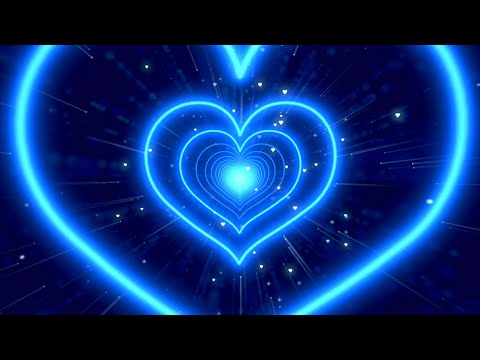 Neon Lights Love Heart Tunnel Background Video 💙 Blue Heart Moving Background Video Loop [4 Hours]
