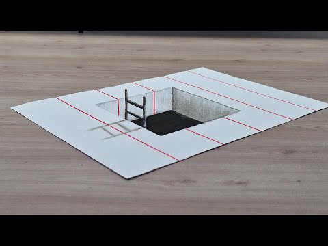 3d drawing easy hole on paper for beginners
