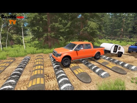 Cars vs Massive Speed Bumps vs potholes #423 beamng drive live 3