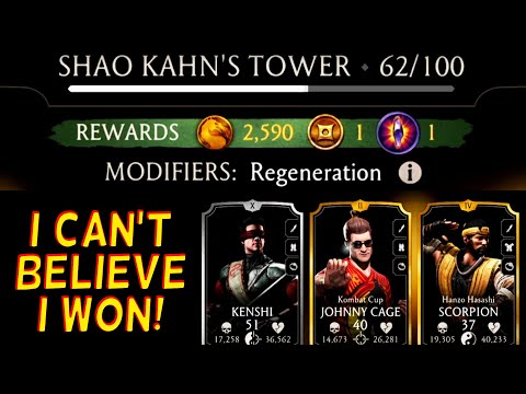 MK Mobile. Beating Insane Shao Kahn Tower Regeneration Team on Beginner Account. Skill Level 1000!