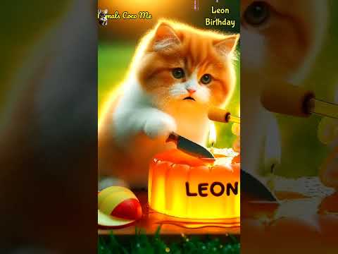 HAPPY BIRTHDAY LEON | HAPPY BIRTHDAY SONG WITH NAMES | Adorable Cute Cat 😺 #cat #cute #kitten