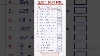 Quick Solve Drill | Fast Math Challenge