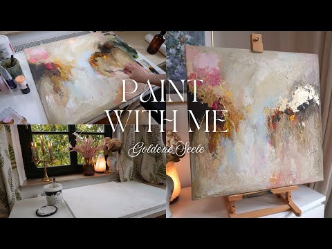 Golden Soul 🍂 Abstract autumn painting with gold leaf and structure, DIY acrylic painting process