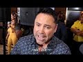 OSCAR DE LA HOYA IMPLORES CANELO TO " NOT LET DANIEL JACOBS BREATHE! HIT THE BODY SO THE LEGS GO!"