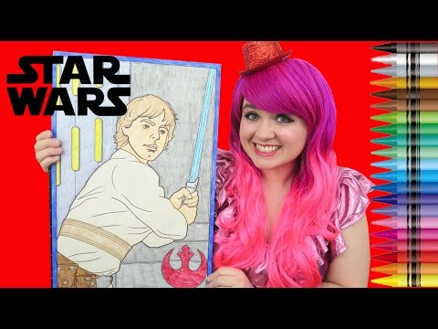 Coloring Luke Skywalker Star Wars GIANT Coloring Page Crayons | COLORING WITH KiMMi THE CLOWN Video