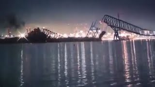 Actual Footage of Baltimore Francis Key Bridge Collapsing due to ships coalition!!