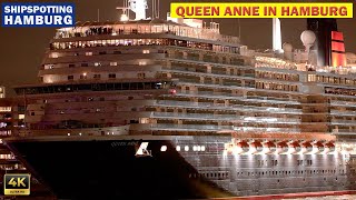 QUEEN ANNE - Sail away des Luxus Liners mit Schiffshorn l Shipspotting Hamburg 4K re-live