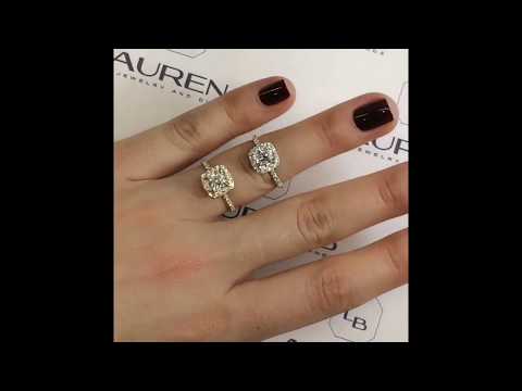 Cushion Cut Diamond Halo Engagement Rings: White vs Yellow Gold