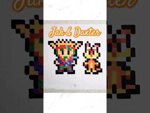 DRAWING JAK & DAXTER! - Hand Drawn Pixel Art #jakanddaxter #gaming #sony #shorts #pixelart