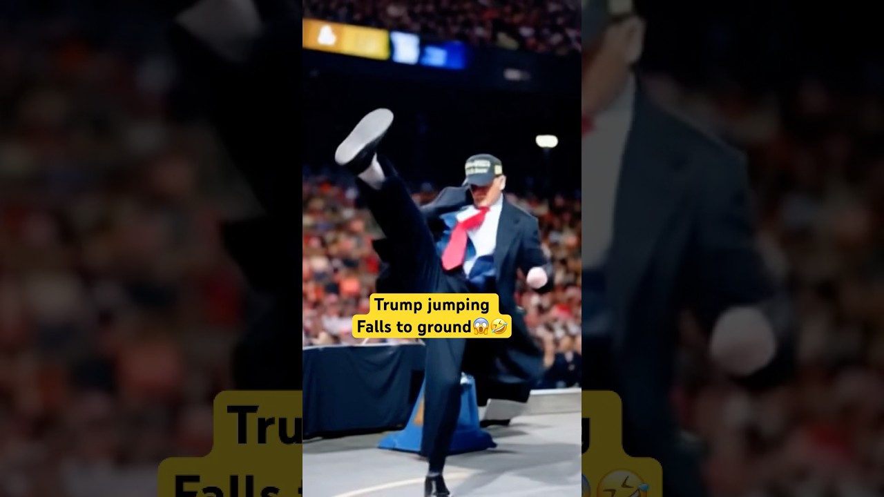 Trump jump fall to ground🤣😱! #ai #trending #funny #comedy #love #shorts #viral #youtube #usa #song