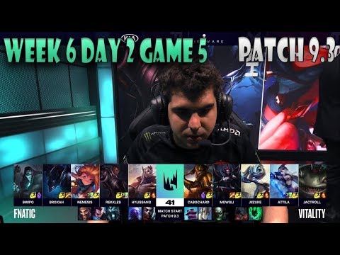 Fnatic vs Vitality | Game 5 W6D2 LES/EULCS 2019 Spring | FNC vs VIT - Patch 9.3