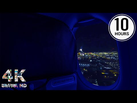 Takeoff & Landing Dark Screen Airplane White Noise Ambience | Flight Attendant | Call Ding| 10 Hours