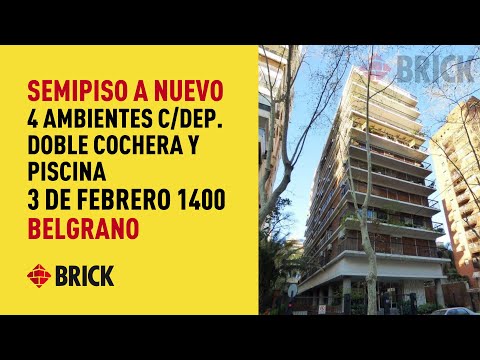 U$S495.000.- 4 AMB.C/DEP. COCHERA DOBLE. 180 m2 APROX. PISCINA ED.TORRE. 3 DE FEBRERO 1400. BELGRANO