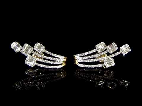 Lady's 14k Yellow Gold 1.7ct (TDW) Cluster Diamond Earrings