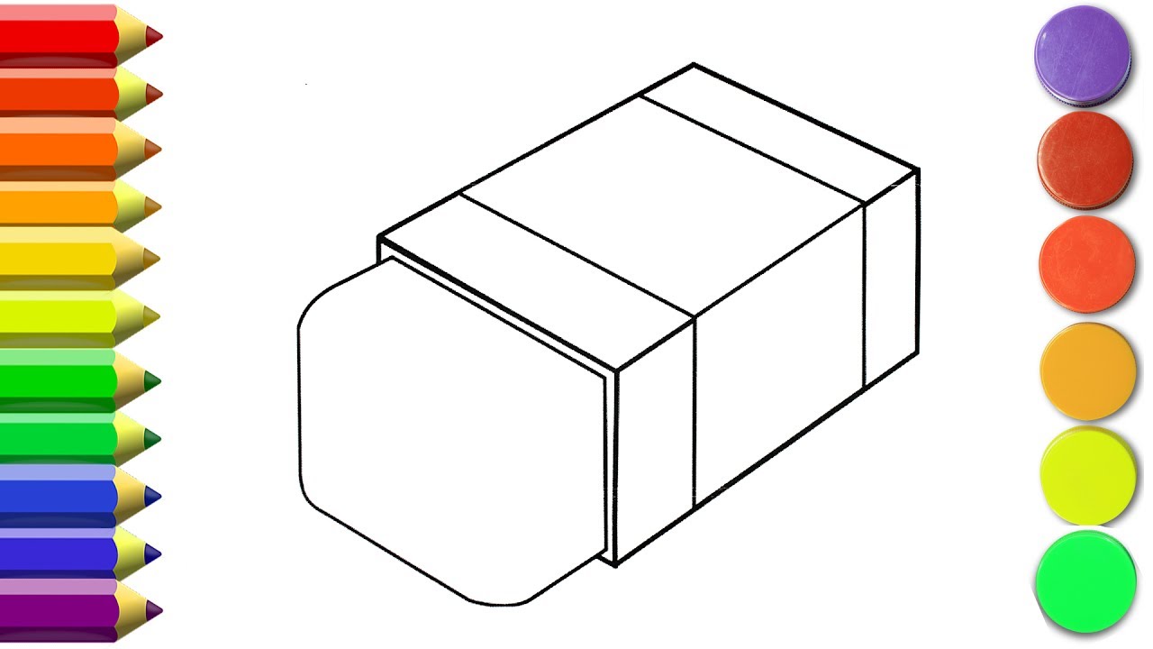 How to Draw Eraser For Kids | Coloring Pages Drawing Book With Colored Markers